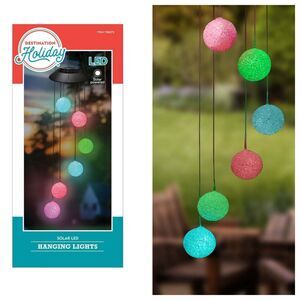 Destination Holiday Outdoor Solar LED Hanging Globe Lights for Patio